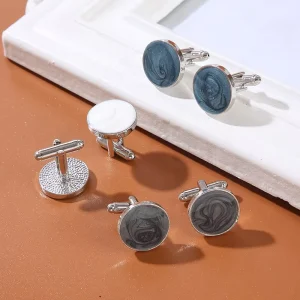 Is Selling New Round Luxury Personality Tie dye Paint Cufflinks Fashionable French High Quality Cufflinks