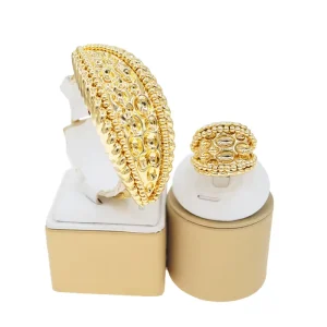 Italian Band Shape Light Weight 2 Piece Jewelry Sets Nigerian Popular Stunning Armband Ring Set for Birthday Party