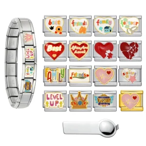 Italian Charm Bracelet Custom Cute Charm Link Fit 9mm Stainless Steel Bracelet DIY Fashion Mother’s Day Jewelry Gift