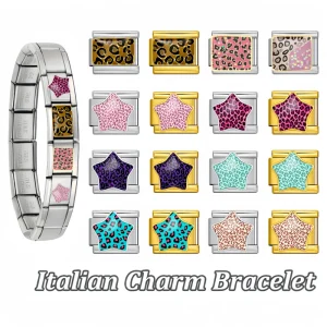 Italian Charm Bracelet Customleopard Print Charm Link Fit 9mm Stainless Steel Bracelet DIY Fashion Women Jewelry Gift