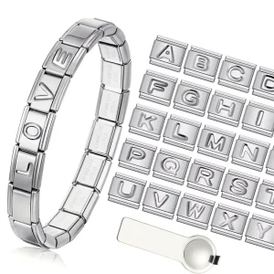 Italian Charm Link Bracelet Stainless Steel Bangle Italy Modular Bracelet Gift Replaceable Charms Letters Custom Charm Bracelet