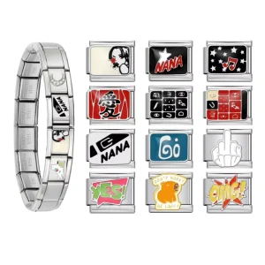 Italian Charm Y2K Personality Custom Italian Charm Bracelet Stainless Steel Bracelet Fashion Jewelry Making Gift
