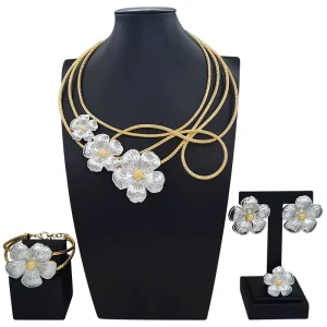 Italian Gold Designs Women Jewellery Set Party Fine Costume Jewelry Set Luxury Big Necklace Jewellery Sets X0010930