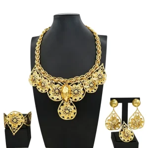Italian Jewelry Set Alloy Brazilian Jewelry Set Wedding Party Pendant Necklace Bracelet Ring Earrings HK053522