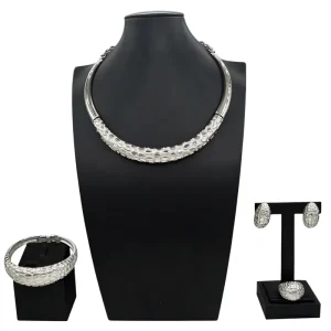 Italian Jewelry Set Alloy Brazilian Jewelry Set Wedding Party Pendant Spiral Necklace Bracelet Ring Earrings HV21091035