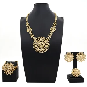 Italian Jewelry Set Alloy Brazilian Jewelry Set Wedding Party Pendant Spiral Necklace Bracelet Ring Earrings I0068