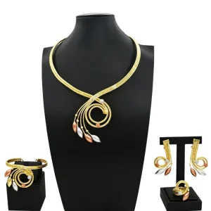 Italian Jewelry Set Alloy Brazilian Jewelry Sets Wedding Party Pendant Necklace Bracelet Ring Earrings Jewelry Set