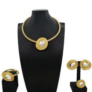 Italian Jewelry Set Alloy Brazilian Jewelry Sets Wedding Party Pendant Necklace Bracelet Ring Earrings Jewelry Set