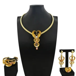 Italian Jewelry Set Alloy Brazilian Jewelry Sets Wedding Party Pendant Necklace Bracelet Ring Earrings Jewelry Set