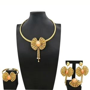 Italian Jewelry Set Alloy Brazilian Jewelry Sets Wedding Party Pendant Necklace Bracelet Ring Earrings Jewelry Set