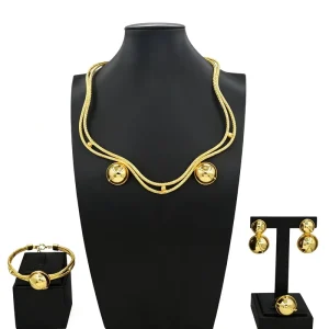 Italian Jewelry Set Alloy Brazilian Jewelry Sets Wedding Party Pendant Necklace Bracelet Ring Earrings Jewelry Set