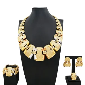 Italian Jewelry Set Alloy Brazilian Jewelry Sets Wedding Party Pendant Necklace Bracelet Ring Earrings Jewelry Set
