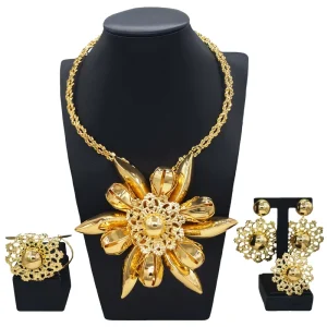 Italian Jewelry Set Alloy Brazilian Jewelry Sets Wedding Party Pendant Necklace Bracelet Ring Earrings Jewelry Set HK0092