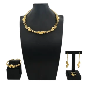 Italian Jewelry Set Alloy Brazilian Jewelry Sets Wedding Party Pendant Necklace Bracelet Ring Earrings Jewelry Set HK051222