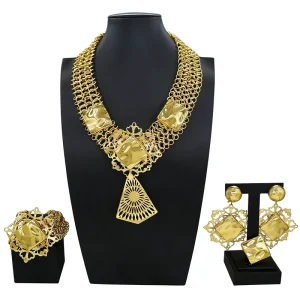 Italian Jewelry Set Alloy Brazilian Jewelry Sets Wedding Party Pendant Necklace Bracelet Ring Earrings Jewelry Set HK052922