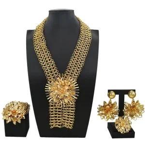 Italian Jewelry Set Alloy Brazilian Jewelry Sets Wedding Party Pendant Necklace Earrings Jewelry Set HK029722