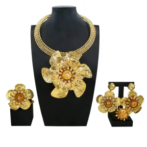 Italian Jewelry Set Alloy Brazilian Jewelry Sets Wedding Party Pendant Necklace Earrings Jewelry Set HK048322