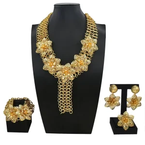 Italian Jewelry Set Alloy Brazilian Jewelry Sets Wedding Party Pendant Necklace Earrings Jewelry Set HK048422