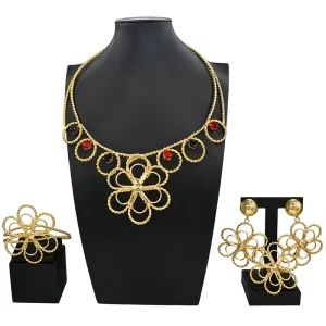 Italian Jewelry Set Alloy Brazilian Jewelry Sets Wedding Party Pendant Necklace Earrings Jewelry Set HK050022