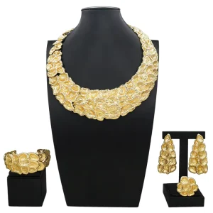 Italian Jewelry Set Alloy Brazilian Jewelry Sets Wedding Party Pendant Spiral Necklace Bracelet Ring Earrings Jewelry Set I0092