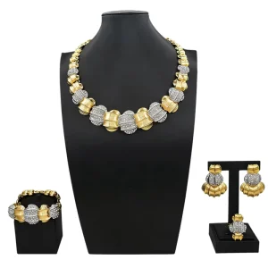 Italian Jewelry Set Alloy Brazilian Jewelry Sets Wedding Party Pendant Spiral Necklace Bracelet Ring Earrings Jewelry Set I0094