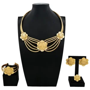 Italian Jewelry Set Alloy Brazilian Jewelry Sets Wedding Party Pendant Spiral Necklace Bracelet Ring Earrings Jewelry Set X00118