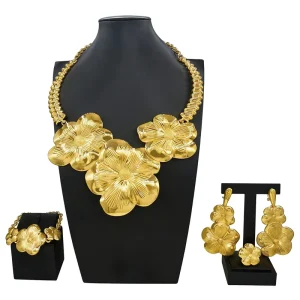 Italian Jewelry Set Alloy Brazilian Jewelry Sets Wedding Party Pendant Spiral Necklace Bracelet Ring Earrings Jewelry Set X00119