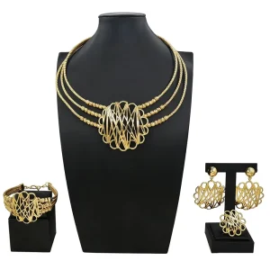 Italian Jewelry Set Alloy Brazilian Jewelry Sets Wedding Party Pendant Spiral Necklace Bracelet Ring Earrings Jewelry Set X00121