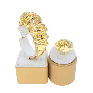 Italian Jewelry Set Alloy Hollow Brazilian Jewelry Set Wedding Party Pendant Spiral Bracelet Rings HK201114