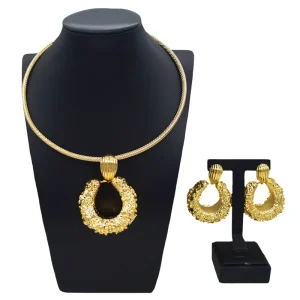 Italian Jewelry Set Alloy Hollow Brazilian Jewelry Set Wedding Party Pendant Spiral Necklace Earrings Jewelry HK102614