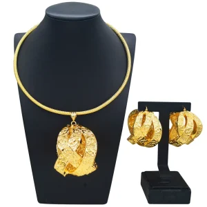 Italian Jewelry Set Alloy Hollow Brazilian Jewelry Sets Wedding Party Pendant Spiral Necklace Bracelet Earrings Ring Jewelry