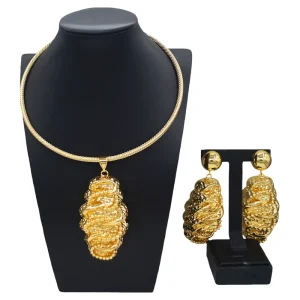 Italian Jewelry Set Alloy Hollow Brazilian Jewelry Sets Wedding Party Pendant Spiral Necklace Earrings Jewelry HK101114