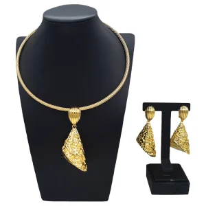 Italian Jewelry Set Alloy Hollow Brazilian Jewelry Sets Wedding Party Pendant Spiral Necklace Earrings Jewelry HK101514