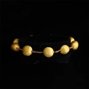 Italian S925 Silver Brushed Ball Necklace Women Simple Stylish Gold Bead Clavicle Chain Jewelry