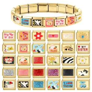 Italian Style DIY Bracelet Charms Unisex Custom Link Accessories Stainless Steel Jewelry with Personalized Enamel for Fashion