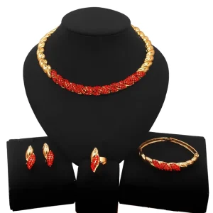 Italiano Gold Designs Women Jewellery Set Party Fine Costume Jewelry Set Big Necklace Jewellery Sets HC21050414