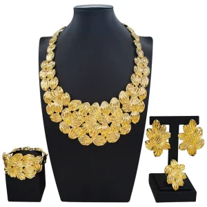 Italiano Gold Designs Women Jewellery Set Party Fine Costume Jewelry Set Luxury Big Necklace Jewellery Set I007520