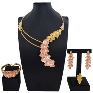 Italiano Gold Designs Women Jewellery Set Party Fine Costume Jewelry Set Luxury Big Necklace Jewellery Set X0007330