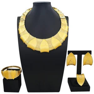 Italiano Gold Designs Women Jewellery Set Party Fine Costume Jewelry Set Luxury Big Necklace Jewellery Sets