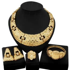 Italiano Gold Designs Women Jewellery Set Party Fine Costume Jewelry Set Luxury Big Necklace Jewellery Sets H0001