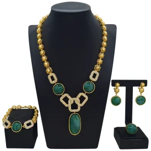 Italiano Gold Designs Women Jewellery Set Party Fine Costume Jewelry Set Luxury Big Necklace Jewellery Sets HC24043214