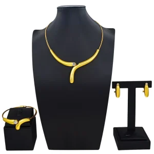 Italiano Gold Designs Women Jewellery Set Party Fine Costume Jewelry Set Luxury Big Necklace Jewellery Sets HD2501316