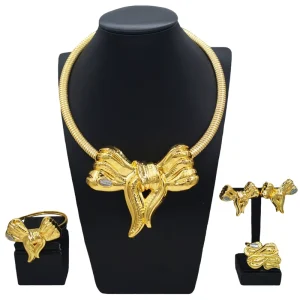 Italiano Gold Designs Women Jewellery Set Party Fine Costume Jewelry Set Luxury Big Necklace Jewellery Sets HK012322