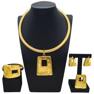 Italiano Gold Designs Women Jewellery Set Party Fine Costume Jewelry Set Luxury Big Necklace Jewellery Sets HK014622
