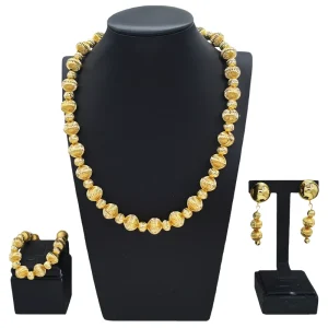 Italiano Gold Designs Women Jewellery Set Party Fine Costume Jewelry Set Luxury Big Necklace Jewellery Sets HK017622