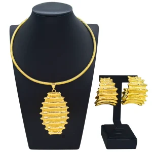 Italiano Gold Designs Women Jewellery Set Party Fine Costume Jewelry Set Luxury Big Necklace Jewellery Sets HK135214