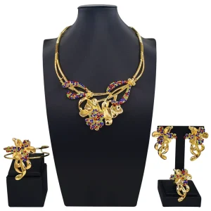 Italiano Gold Designs Women Jewellery Set Party Fine Costume Jewelry Set Luxury Big Necklace Jewellery Sets I0003820