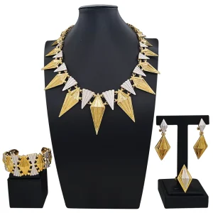Italiano Gold Designs Women Jewellery Set Party Fine Costume Jewelry Set Luxury Big Necklace Jewellery Sets I006920