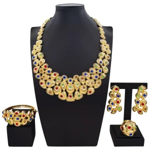 Italiano Gold Designs Women Jewellery Set Party Fine Costume Jewelry Set Luxury Big Necklace Jewellery Sets I008020