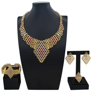 Italiano Gold Designs Women Jewellery Set Party Fine Costume Jewelry Set Luxury Big Necklace Jewellery Sets I008620